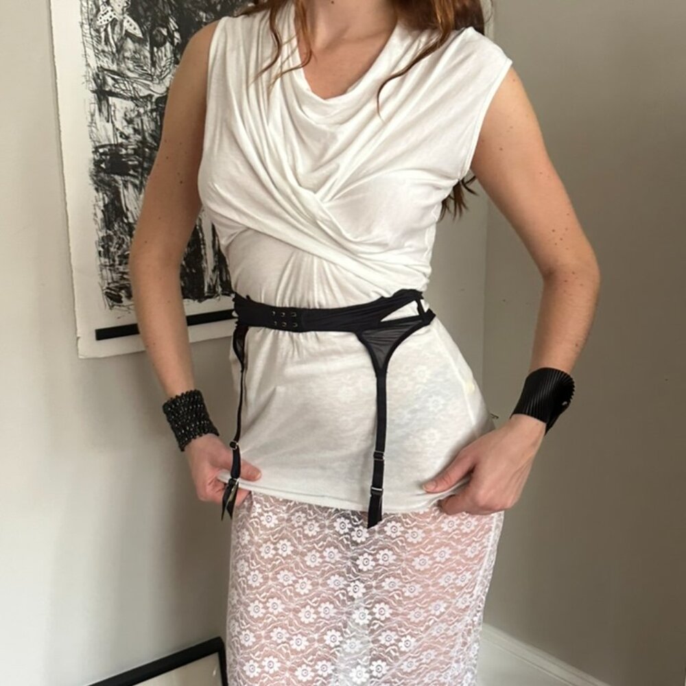RICK OWENS LILLIES WHOTE RUCHED SLEEVELESS TOP